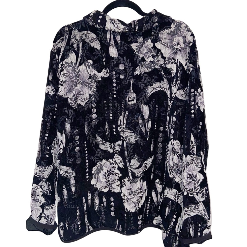 Dressbarn Jacket Womens Plus Size 24 Reversible Tapestry Floral Brocade Artsy - Picture 4 of 13
